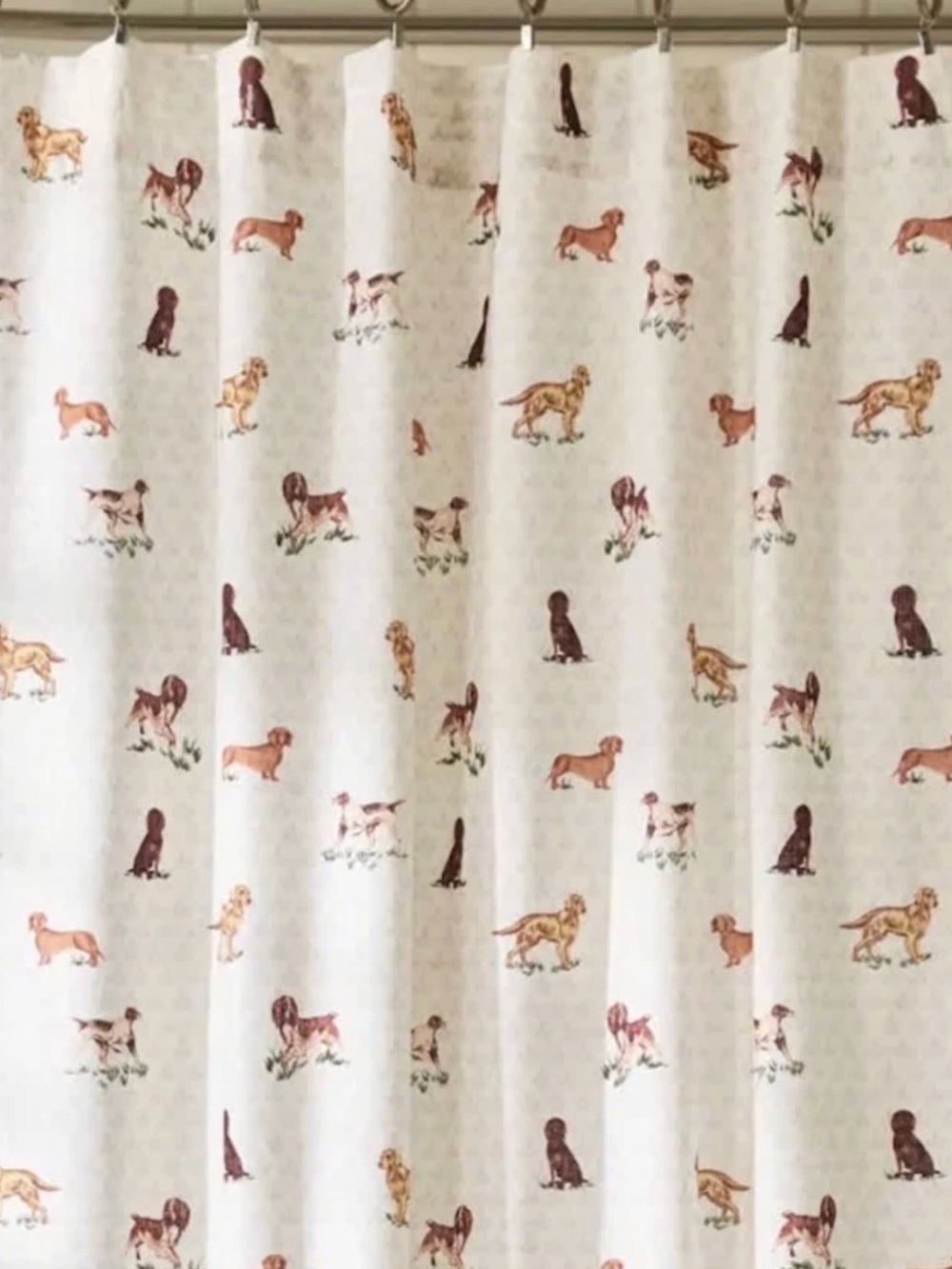 NWT Printed Cotton Slub Shower Curtain Dog Print NEW